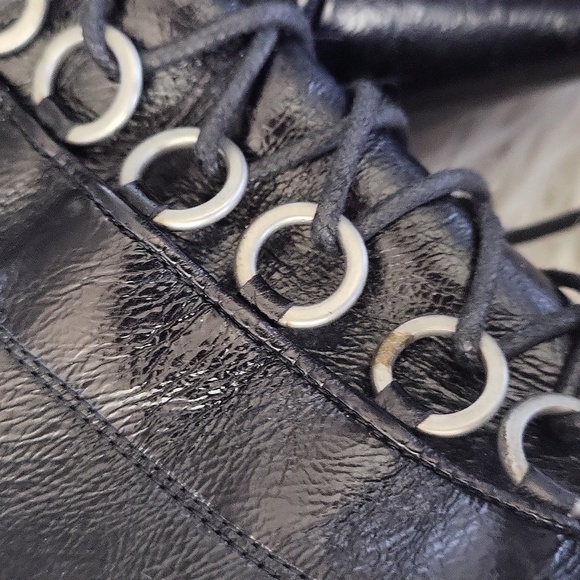 SAINT LAURENT Fetish lace up Textured-leather Ankle Boots - Picture 6 of 16